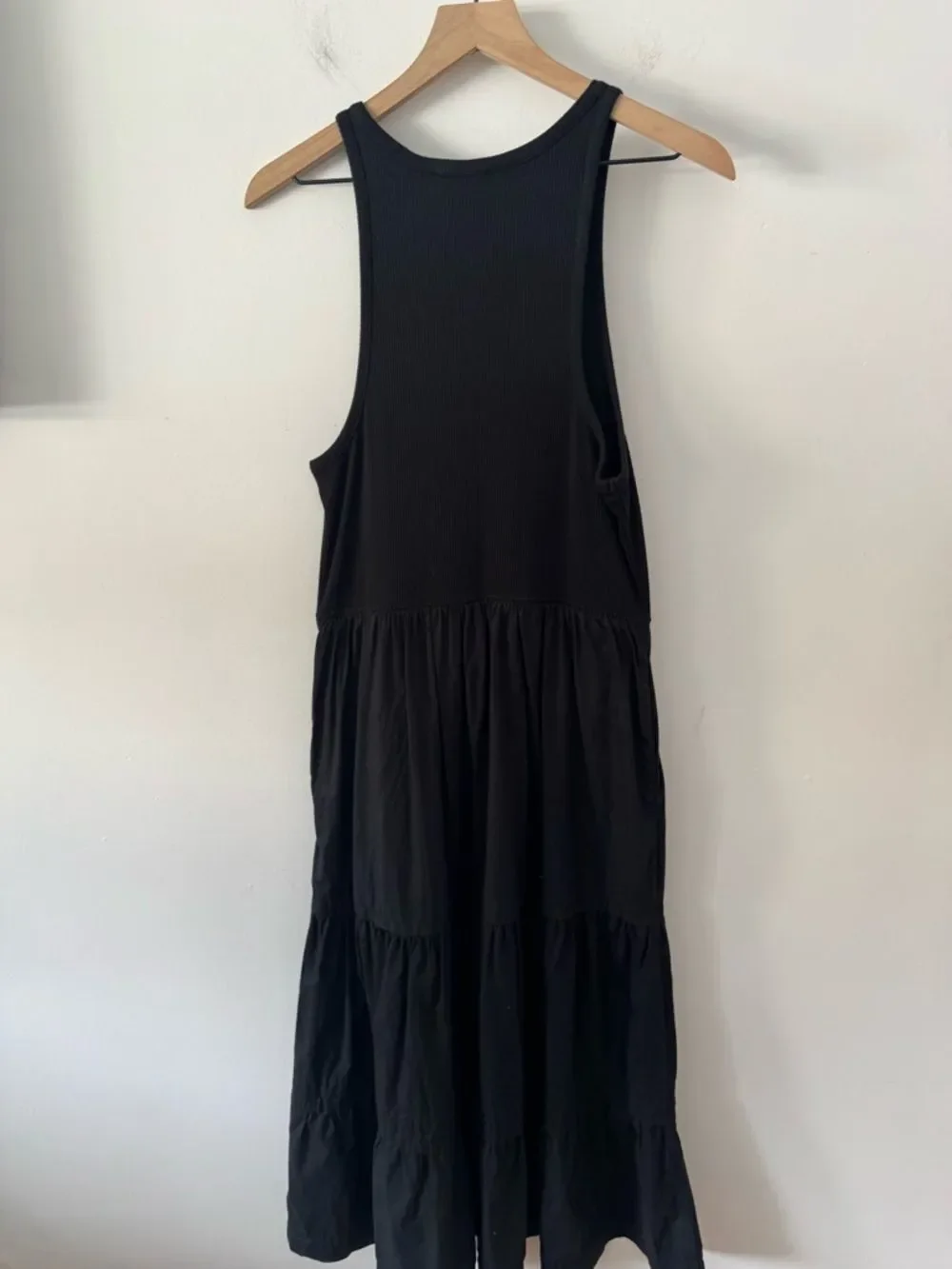 J. Crew Black Ribbed Tank Tiered Maxi Dress Large